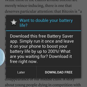 Message displayed to prompt download of malicious software -